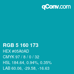 Color code: RGB 5 160 173 | qconv.com