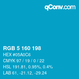 Color code: RGB 5 160 198 | qconv.com