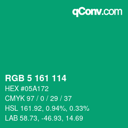Color code: RGB 5 161 114 | qconv.com