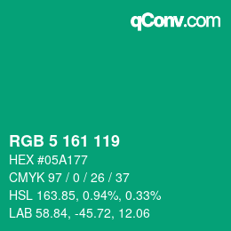 Color code: RGB 5 161 119 | qconv.com