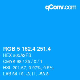 カラーコード: RGB 5 162.4 251.4 | qconv.com