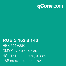 カラーコード: RGB 5 162.8 140 | qconv.com