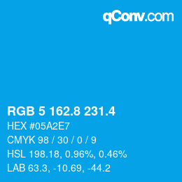 カラーコード: RGB 5 162.8 231.4 | qconv.com