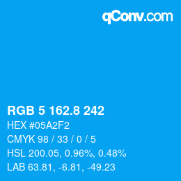 カラーコード: RGB 5 162.8 242 | qconv.com