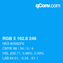 カラーコード: RGB 5 162.8 246 | qconv.com