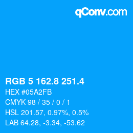 カラーコード: RGB 5 162.8 251.4 | qconv.com