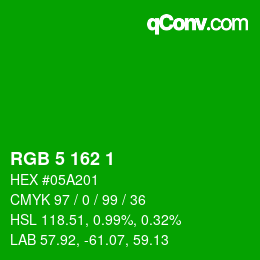 カラーコード: RGB 5 162 1 | qconv.com