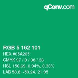 Color code: RGB 5 162 101 | qconv.com
