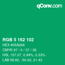 Color code: RGB 5 162 102 | qconv.com