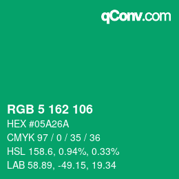 Color code: RGB 5 162 106 | qconv.com