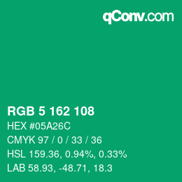 Color code: RGB 5 162 108 | qconv.com