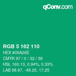 Color code: RGB 5 162 110 | qconv.com