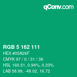 Color code: RGB 5 162 111 | qconv.com