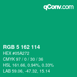 Color code: RGB 5 162 114 | qconv.com