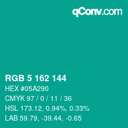 Color code: RGB 5 162 144 | qconv.com