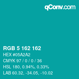 Farbcode: RGB 5 162 162 | qconv.com