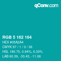 Color code: RGB 5 162 164 | qconv.com