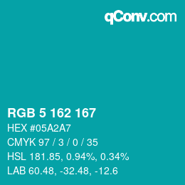 Color code: RGB 5 162 167 | qconv.com