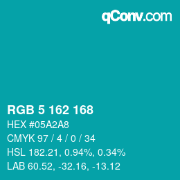 Color code: RGB 5 162 168 | qconv.com