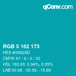 Color code: RGB 5 162 173 | qconv.com