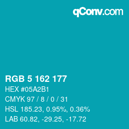 カラーコード: RGB 5 162 177 | qconv.com