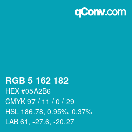 Color code: RGB 5 162 182 | qconv.com