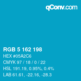 Color code: RGB 5 162 198 | qconv.com