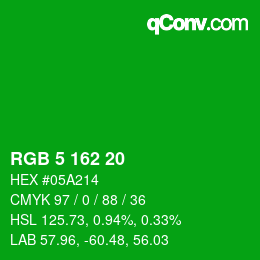 Color code: RGB 5 162 20 | qconv.com