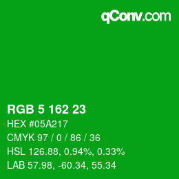 Color code: RGB 5 162 23 | qconv.com