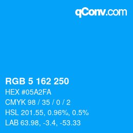 Color code: RGB 5 162 250 | qconv.com