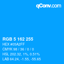 カラーコード: RGB 5 162 255 | qconv.com