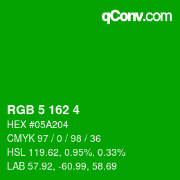 カラーコード: RGB 5 162 4 | qconv.com