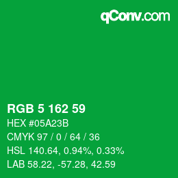 Color code: RGB 5 162 59 | qconv.com