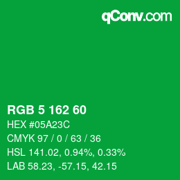 Color code: RGB 5 162 60 | qconv.com