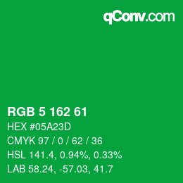 Color code: RGB 5 162 61 | qconv.com