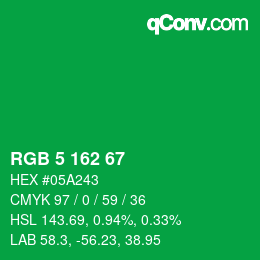 Color code: RGB 5 162 67 | qconv.com
