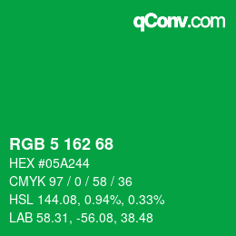 Color code: RGB 5 162 68 | qconv.com