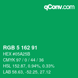 Color code: RGB 5 162 91 | qconv.com