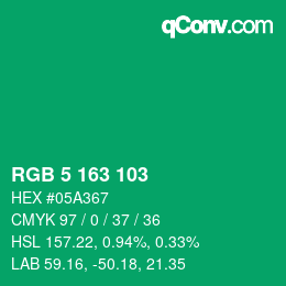カラーコード: RGB 5 163 103 | qconv.com
