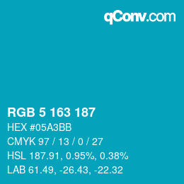 Color code: RGB 5 163 187 | qconv.com