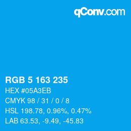 Color code: RGB 5 163 235 | qconv.com