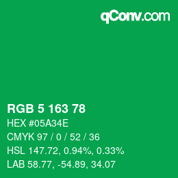 Color code: RGB 5 163 78 | qconv.com