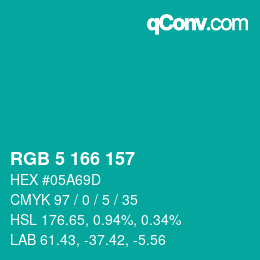 Color code: RGB 5 166 157 | qconv.com