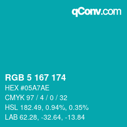 Color code: RGB 5 167 174 | qconv.com