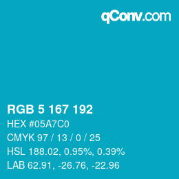 Color code: RGB 5 167 192 | qconv.com