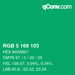 Color code: RGB 5 168 103 | qconv.com