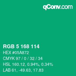 Color code: RGB 5 168 114 | qconv.com