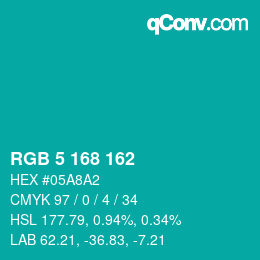 Color code: RGB 5 168 162 | qconv.com