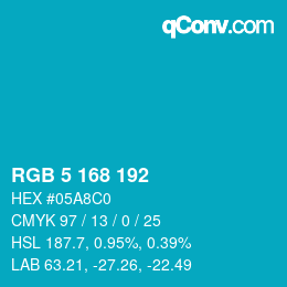 Color code: RGB 5 168 192 | qconv.com