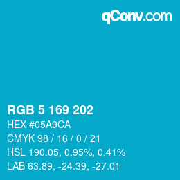 Color code: RGB 5 169 202 | qconv.com